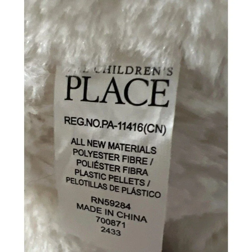 The Children’s Place 13” Plush Bunny Rabbit Ivory White Stuffed Animal Pink Bow